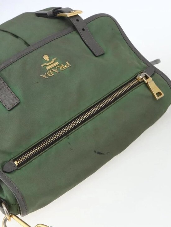 PRADA Shoulder Bag Nylon Green Gold Auth - Picture 6 of 16